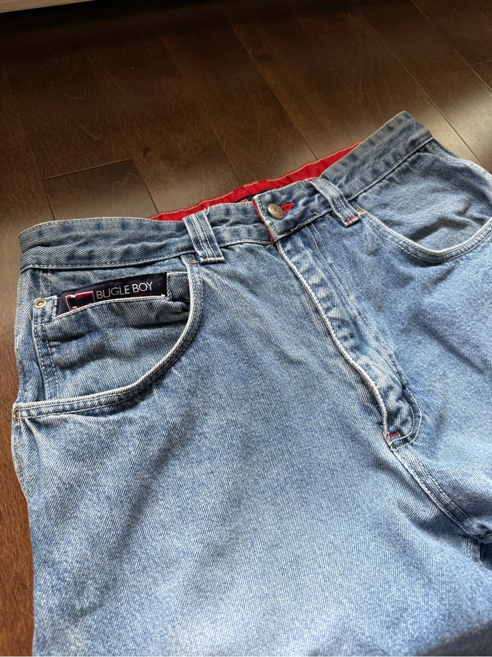 Vintage Bugle Boy Flag Baggy 90’s Embroidered Carpenter Cargo Denim Jeans - Picture 3 of 6